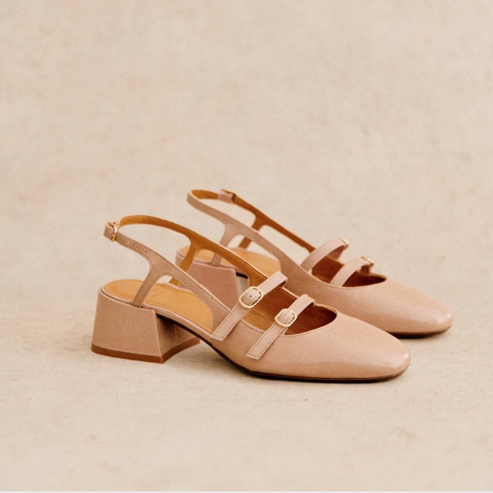 NWB Sezane Paula Heels in Nude size 7